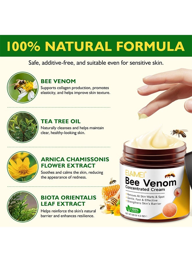 Elaimei Bee Venom Skin Restoration Cream, Bee Venom Concentrated Cream, Bee Venom Wart Removal Cream, Wart Removal Freezer, Wart Removal Cream, Skin Tag Removal, Painless Removal Of Skin Tags And Moles, 120G - Image 4